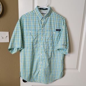 Columbia Men's Green and Blue Super Tamiani PFG Shirt